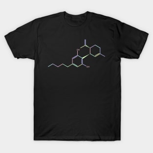 CBD Kawaii Pastel Rainbow Molecule T-Shirt